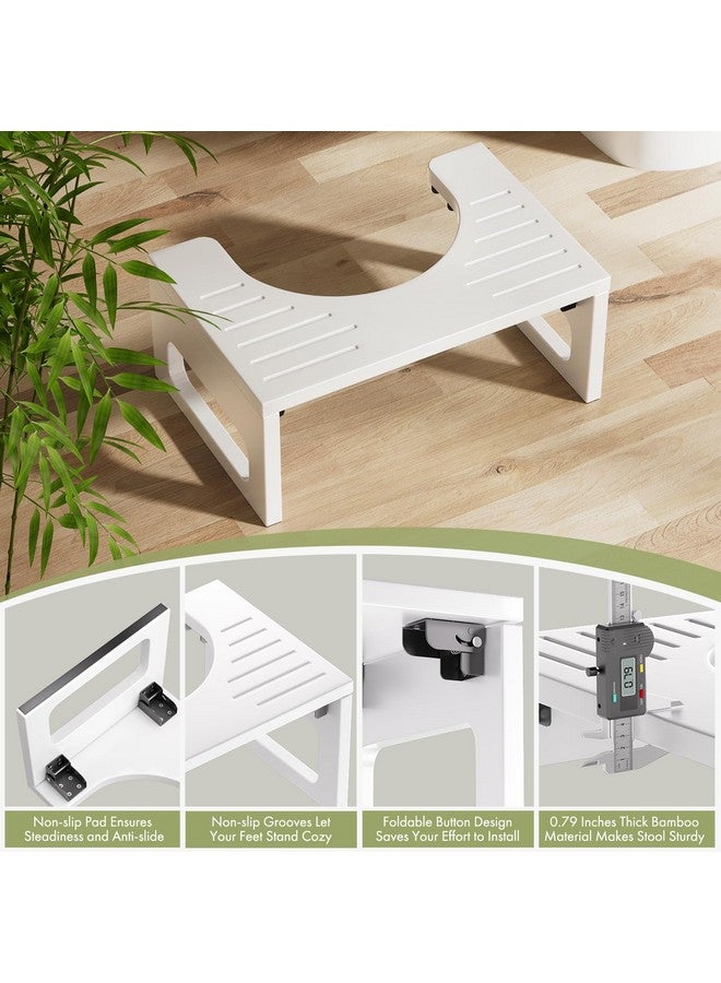 AmazerBath AmazerBath 7 Inches Bamboo Toilet Stool Squat for Adults, Collapsible Poop Stool for Bathroom, Potty Step Stool with Non-Slip Strip, Toilet Poop Stool for Men Women - White - Image 4