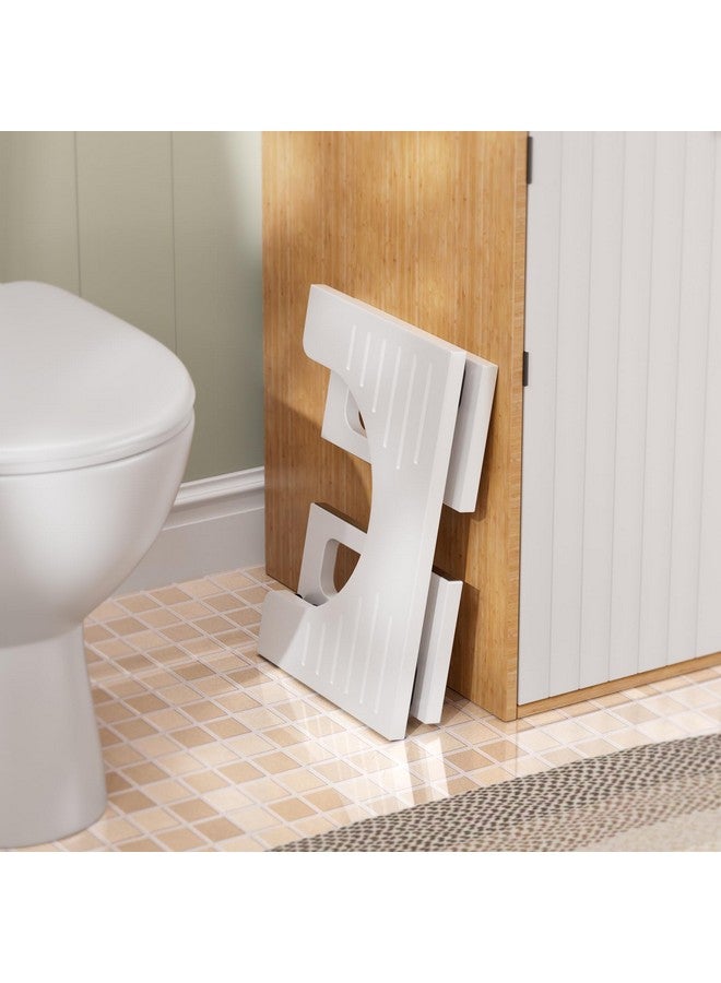 AmazerBath AmazerBath 7 Inches Bamboo Toilet Stool Squat for Adults, Collapsible Poop Stool for Bathroom, Potty Step Stool with Non-Slip Strip, Toilet Poop Stool for Men Women - White - Image 1