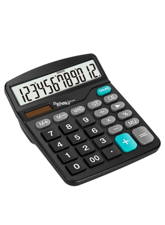 Deli Large Dual Power Portable Desktop Calculator, 12-Digit Large Screen Desktop Calculator, Office Supplies, Black 838 - Image 5