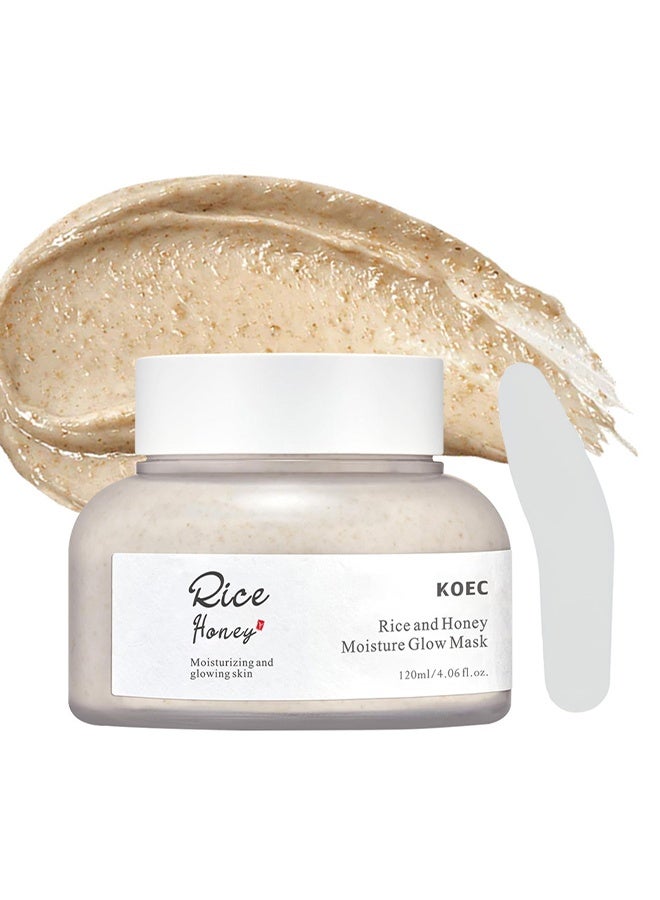 KOEC Rice And Honey Moisture Glow Mask,Hydrating Face Masks, Moisturizing Skincare, Gentle Clay Mask For Dry Sensitive Skin 120ML - Image 1