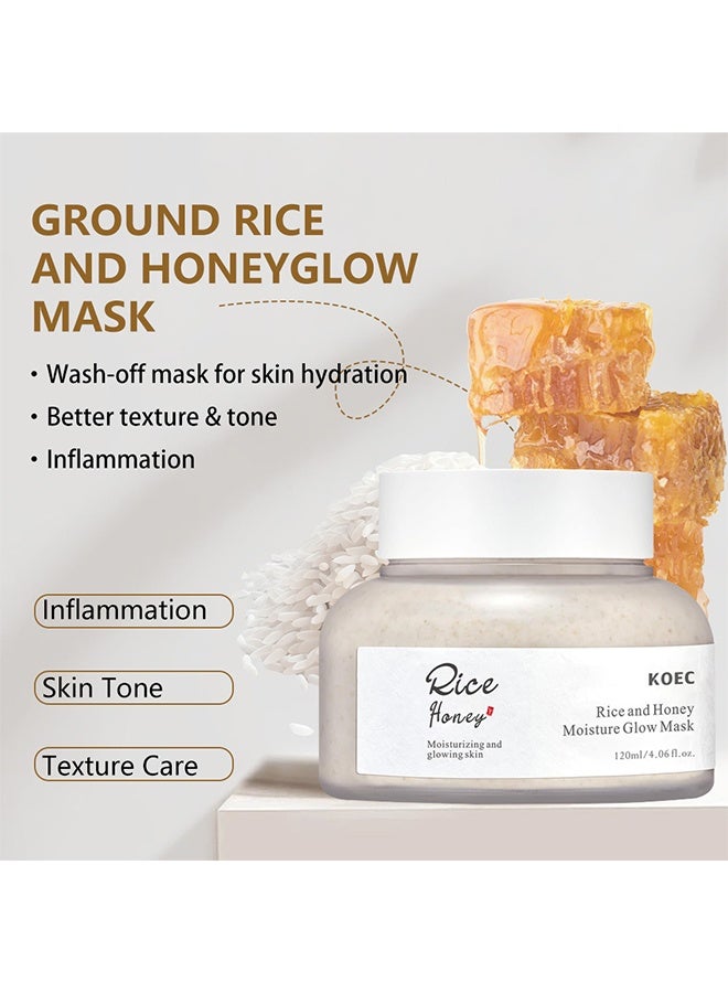 KOEC Rice And Honey Moisture Glow Mask,Hydrating Face Masks, Moisturizing Skincare, Gentle Clay Mask For Dry Sensitive Skin 120ML - Image 2