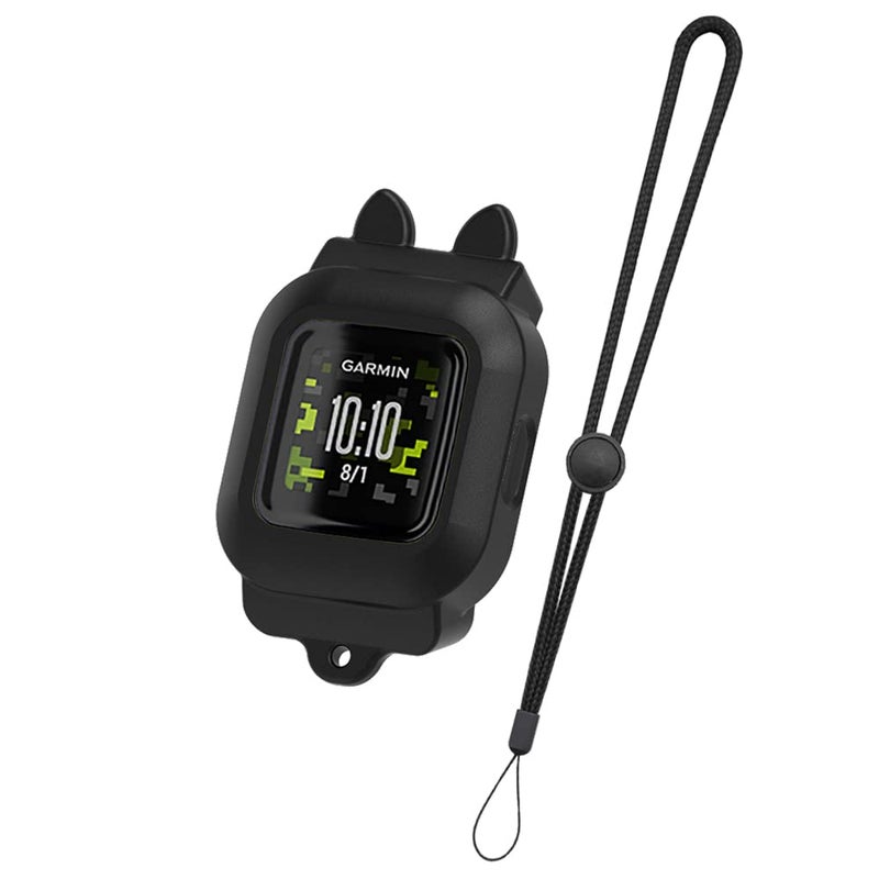 C2D JOY Stretchy Loop Nylon Strap Compatible with Garmin vivofit Jr 3 Bands Watch Adjustable Elastic Sport Wristband - Black + Rope - Image 2