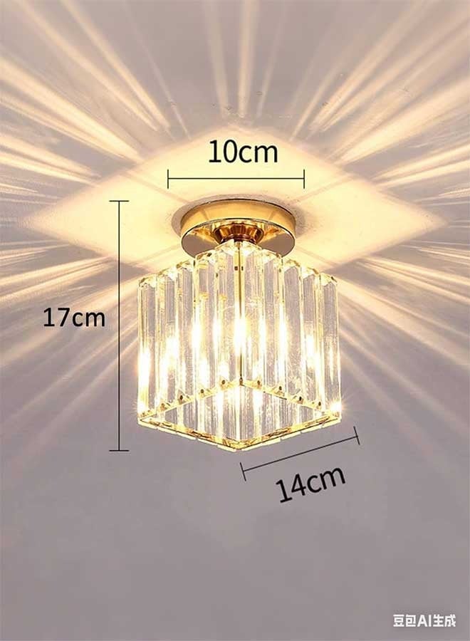RAWAID 3-Color Changing Crystal Ceiling Light – Modern Metal Mini Crystal Chandelier, E27 Semi Flush Mount Fixture for Kitchen, Dining Room, Bedroom & Hallway - Image 2
