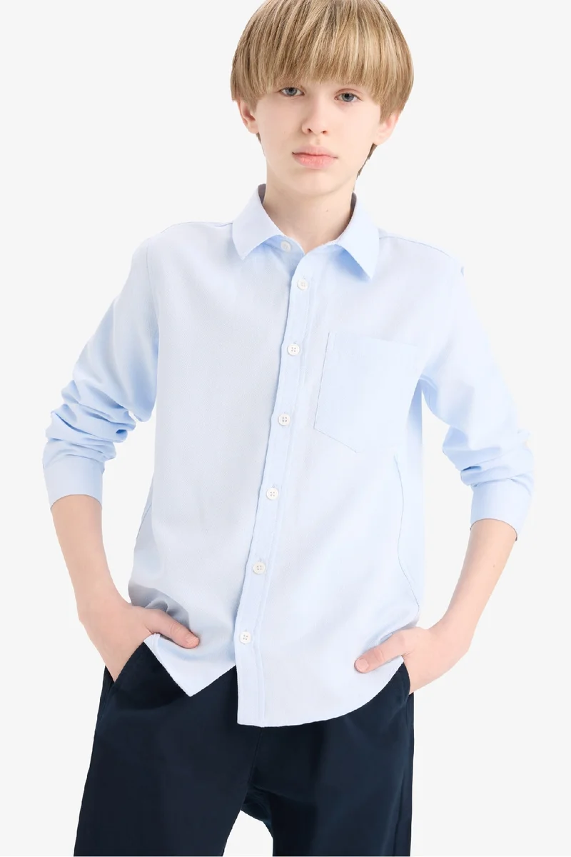 DeFacto Boy Polo Neck Oxford Long Sleeve Shirt