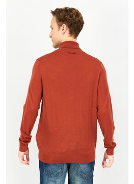 Celio Men Turtle Neck Long Sleeve Knitted Sweatshirts, Orange  - Image 3
