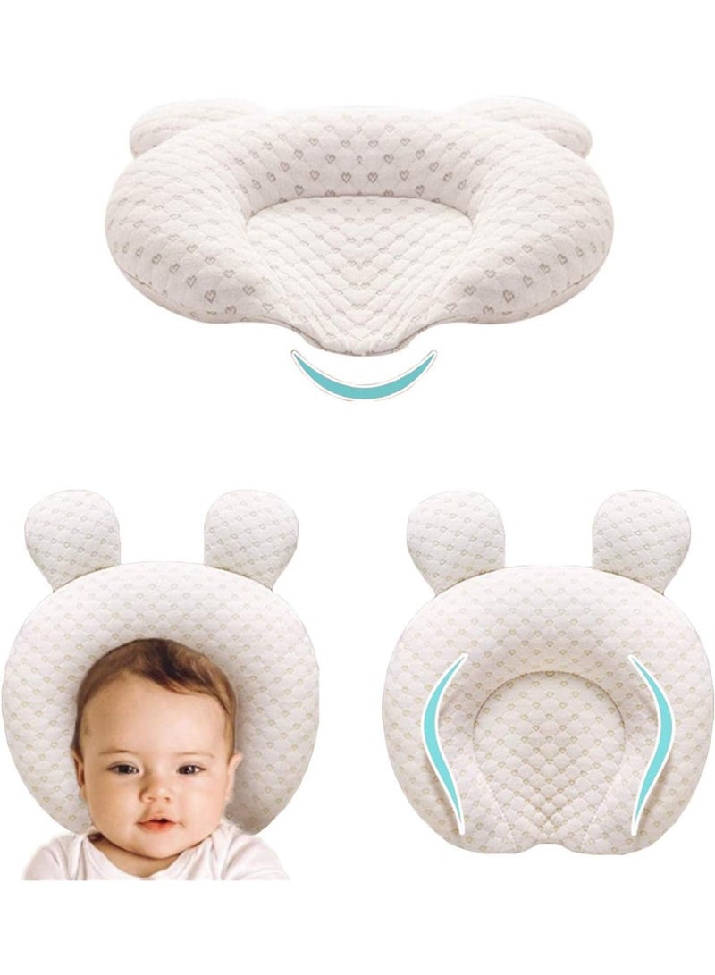 Baby Head Shaping Pillow, Flat Head Prevention Memory Foam Infant Pillow, Ergonomic Newborn Head Support Cushion with Organic Cotton Cover for Crib - Image 1