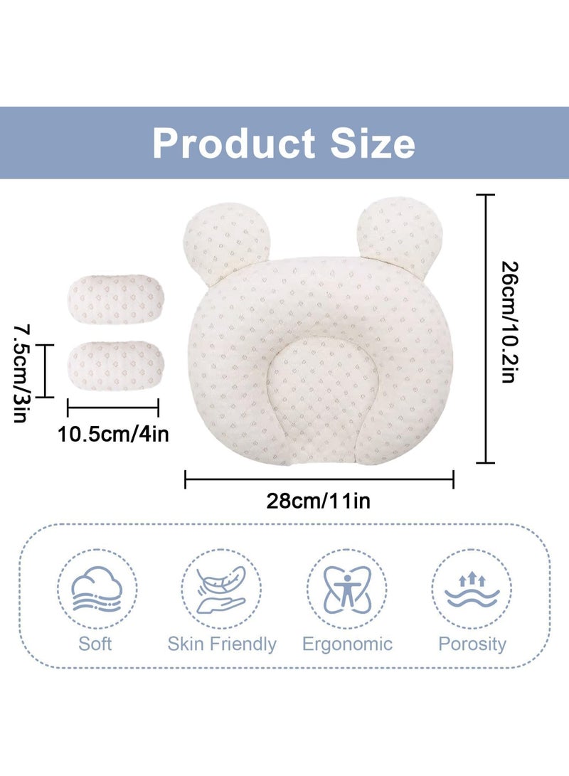 Baby Head Shaping Pillow, Flat Head Prevention Memory Foam Infant Pillow, Ergonomic Newborn Head Support Cushion with Organic Cotton Cover for Crib - Image 2