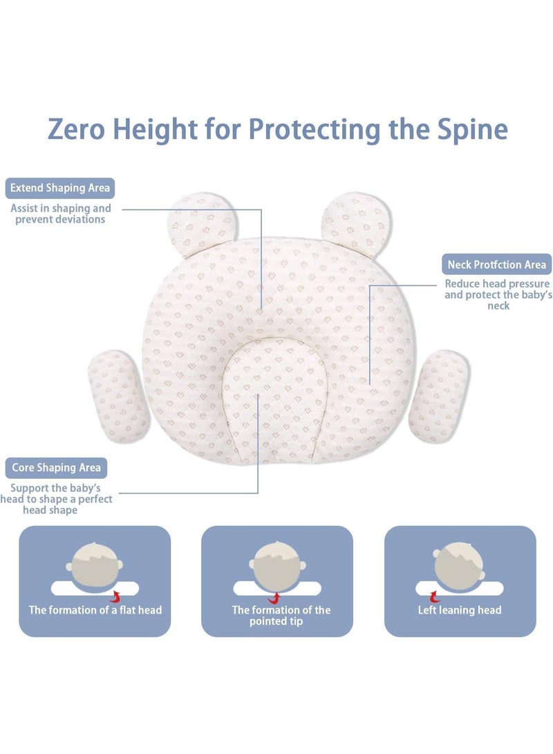 Baby Head Shaping Pillow, Flat Head Prevention Memory Foam Infant Pillow, Ergonomic Newborn Head Support Cushion with Organic Cotton Cover for Crib - Image 3