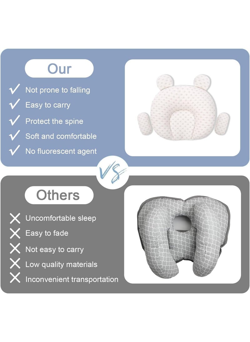 Baby Head Shaping Pillow, Flat Head Prevention Memory Foam Infant Pillow, Ergonomic Newborn Head Support Cushion with Organic Cotton Cover for Crib - Image 4
