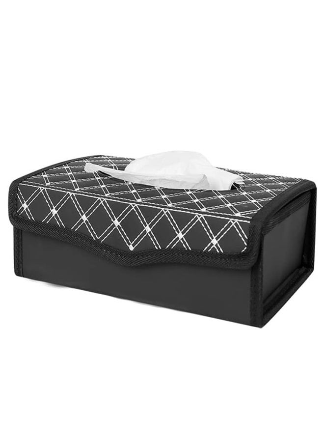 موب حامل مناديل للسيارة من الجلد الصناعي MOB - منظم مناديل مغناطيسي قابل للطي - تصميم بخياطة ماسية - مناسب للسيارة والمنزل والمكتب - موديل 6370 - Image 2