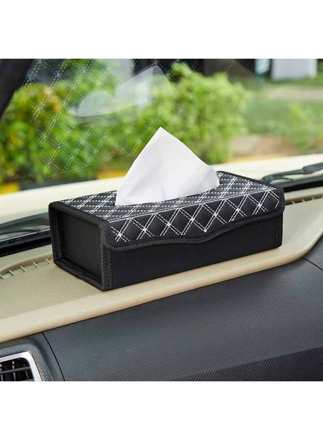 موب حامل مناديل للسيارة من الجلد الصناعي MOB - منظم مناديل مغناطيسي قابل للطي - تصميم بخياطة ماسية - مناسب للسيارة والمنزل والمكتب - موديل 6370 - Image 4
