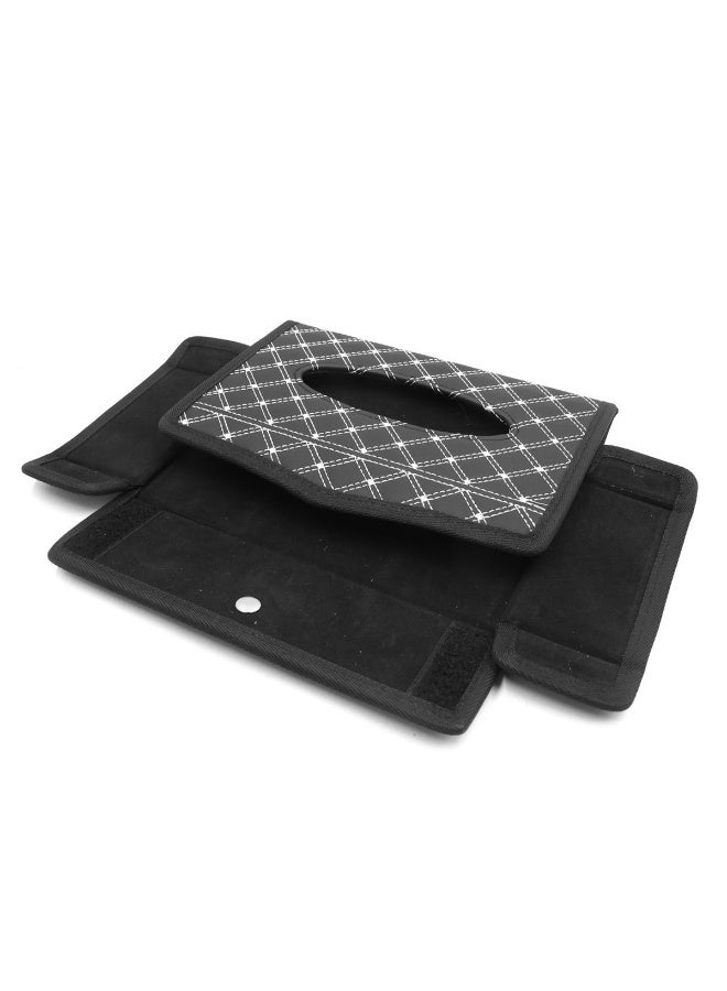 موب حامل مناديل للسيارة من الجلد الصناعي MOB - منظم مناديل مغناطيسي قابل للطي - تصميم بخياطة ماسية - مناسب للسيارة والمنزل والمكتب - موديل 6370 - Image 3