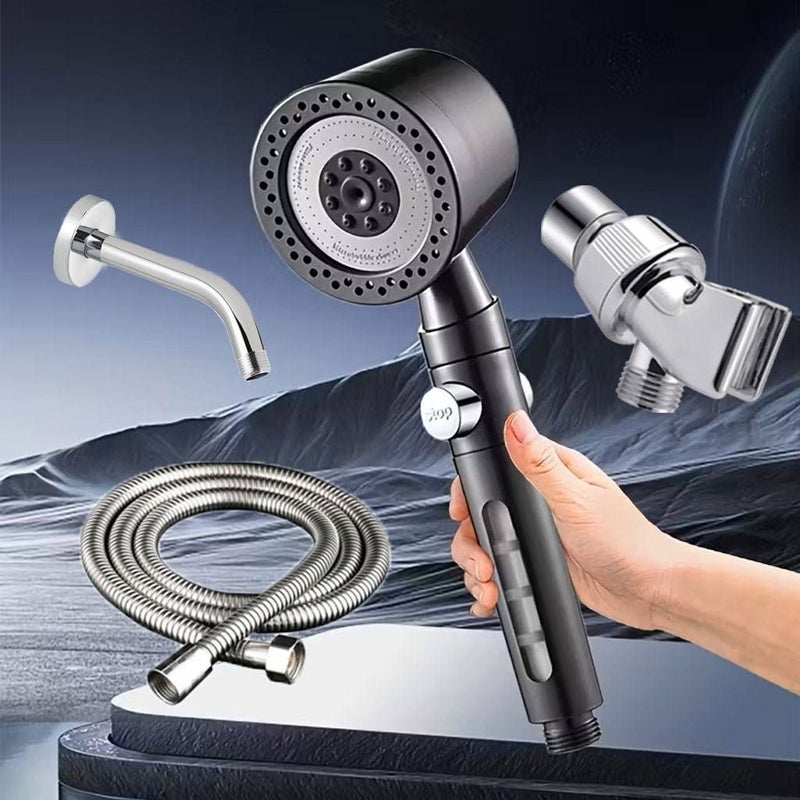 Silvery 4Pcs German Quality High Pressure Handheld Shower Head Set With 5 Mode - Image 4