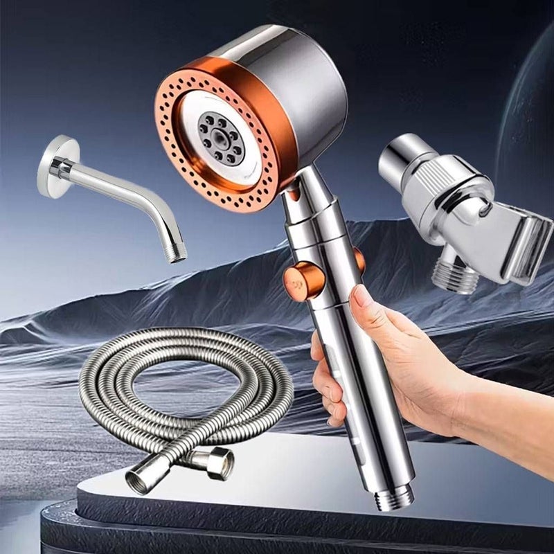 Silvery 4Pcs German Quality High Pressure Handheld Shower Head Set With 5 Mode - Image 3