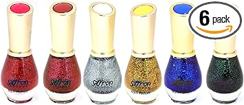 6 x Saffron Glitters Galore Nail Polish Tray 11