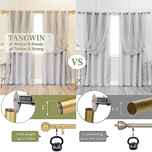 TANGWIN Gold Adjustable Curtain Rods for Windows:18-45 Inch Farmhouse Heavy Duty Curtain Rod for Bedroom Living Room,Boho Decorative Rustic Drapery Rods with Vintage Coastal Texture Finial,Brass Gold - Image 3