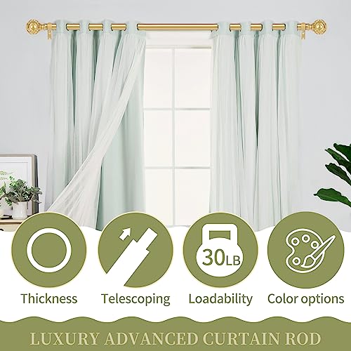 TANGWIN Gold Adjustable Curtain Rods for Windows:18-45 Inch Farmhouse Heavy Duty Curtain Rod for Bedroom Living Room,Boho Decorative Rustic Drapery Rods with Vintage Coastal Texture Finial,Brass Gold - Image 4