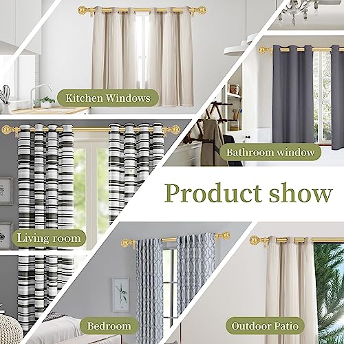 TANGWIN Gold Adjustable Curtain Rods for Windows:18-45 Inch Farmhouse Heavy Duty Curtain Rod for Bedroom Living Room,Boho Decorative Rustic Drapery Rods with Vintage Coastal Texture Finial,Brass Gold - Image 5