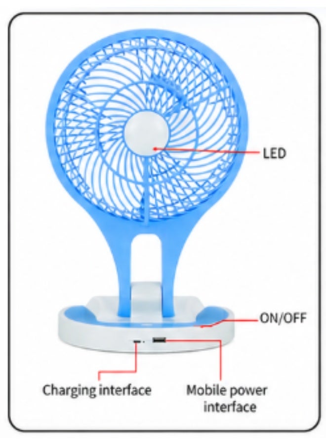 Desktop Charging Fan, AC/DC Powered Portable Fan with LED Light and Silent Operation - Image 2