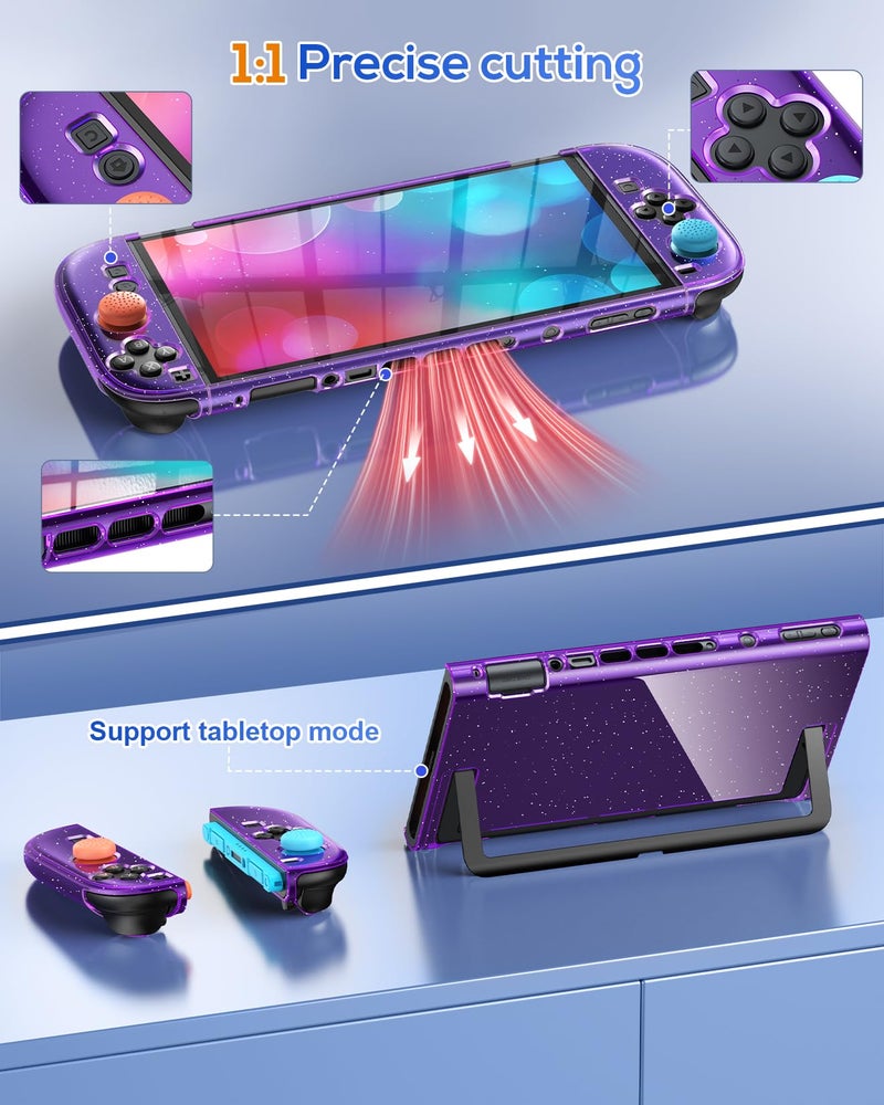 FYOUNG Protective Case for Nintendo Switch 2 2025, Slim Hard Shell for Switch 2 Accessories, Scratch&Shock Protection Cover with Screen Protector, 8 Thumb Grip(Translucent Purple, Switch 2 7.9inch) - Image 2