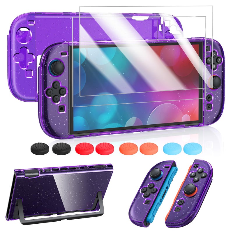 FYOUNG Protective Case for Nintendo Switch 2 2025, Slim Hard Shell for Switch 2 Accessories, Scratch&Shock Protection Cover with Screen Protector, 8 Thumb Grip(Translucent Purple, Switch 2 7.9inch) - Image 1