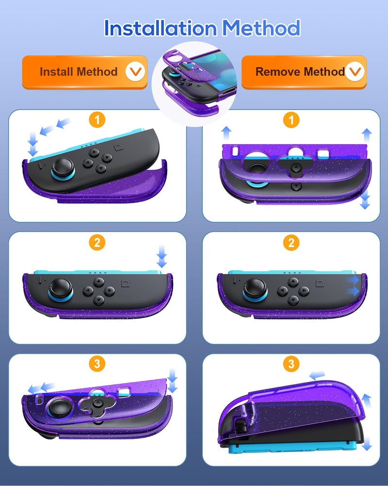 FYOUNG Protective Case for Nintendo Switch 2 2025, Slim Hard Shell for Switch 2 Accessories, Scratch&Shock Protection Cover with Screen Protector, 8 Thumb Grip(Translucent Purple, Switch 2 7.9inch) - Image 4