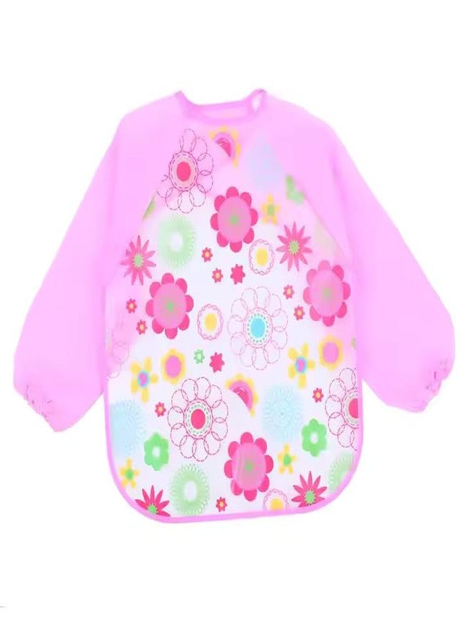 Sparkle Joy Full Sleeves Bibs for Baby Washable, Waterproof Apron with Tying Robe | Quick Dry Baby Bibs for Newborns/Infants/Toddlers/Babies (6-36months) (Pack of 1) (Print May Vary) (PINK) - Image 1