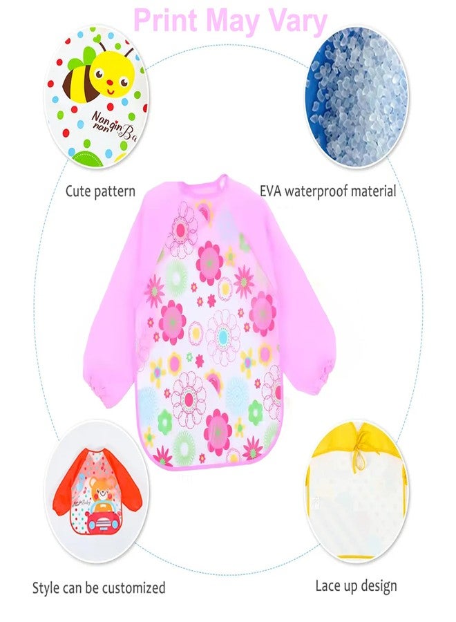 Sparkle Joy Full Sleeves Bibs for Baby Washable, Waterproof Apron with Tying Robe | Quick Dry Baby Bibs for Newborns/Infants/Toddlers/Babies (6-36months) (Pack of 1) (Print May Vary) (PINK) - Image 2