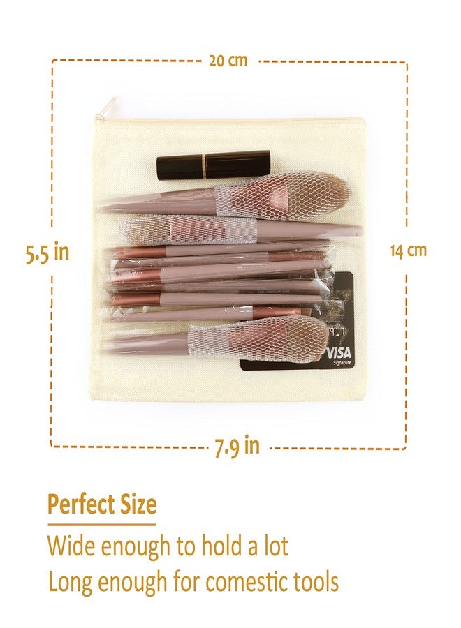 Koolmox Canvas Pouch with Zipper Bulk, 40 pcs 7.9x5.5'' Cosmetic Bag Multipurpose Makeup Pouches with Zipper Canvas Bag Large Travel Toiletry Pouch DIY Craft Purse, Blank Beige 10 Colors Zip - Image 2