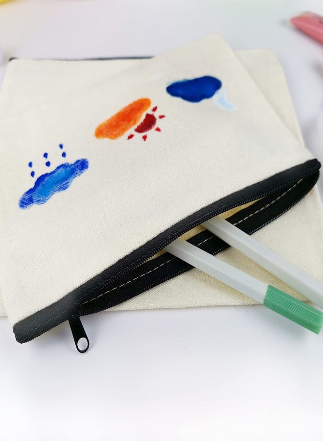 Koolmox Canvas Pouch with Zipper Bulk, 40 pcs 7.9x5.5'' Cosmetic Bag Multipurpose Makeup Pouches with Zipper Canvas Bag Large Travel Toiletry Pouch DIY Craft Purse, Blank Beige 10 Colors Zip - Image 3