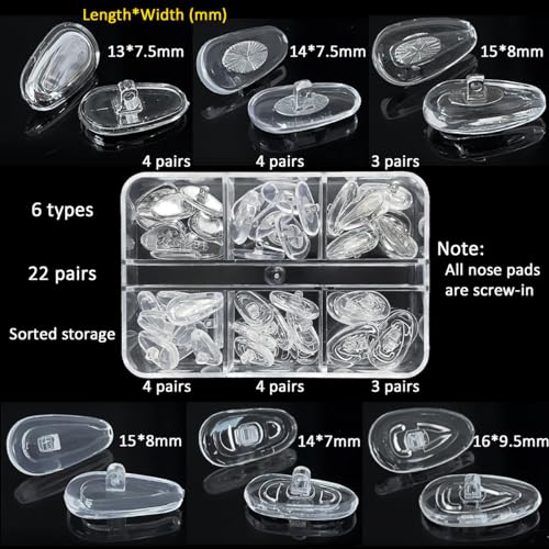 GOTOBA Eyeglass Nose Pads, GOTOBA 22 Pairs Screw-in Eyeglasses Nose Pads, Upgraded Glasses Nose Pad Replacement Kit with Eyeglass Screwdriver, Tweezers, Glasses Cloth, Small Screws. - Image 4