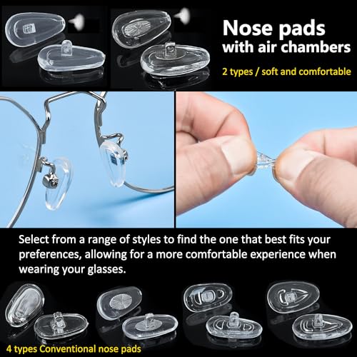 GOTOBA Eyeglass Nose Pads, GOTOBA 22 Pairs Screw-in Eyeglasses Nose Pads, Upgraded Glasses Nose Pad Replacement Kit with Eyeglass Screwdriver, Tweezers, Glasses Cloth, Small Screws. - Image 3