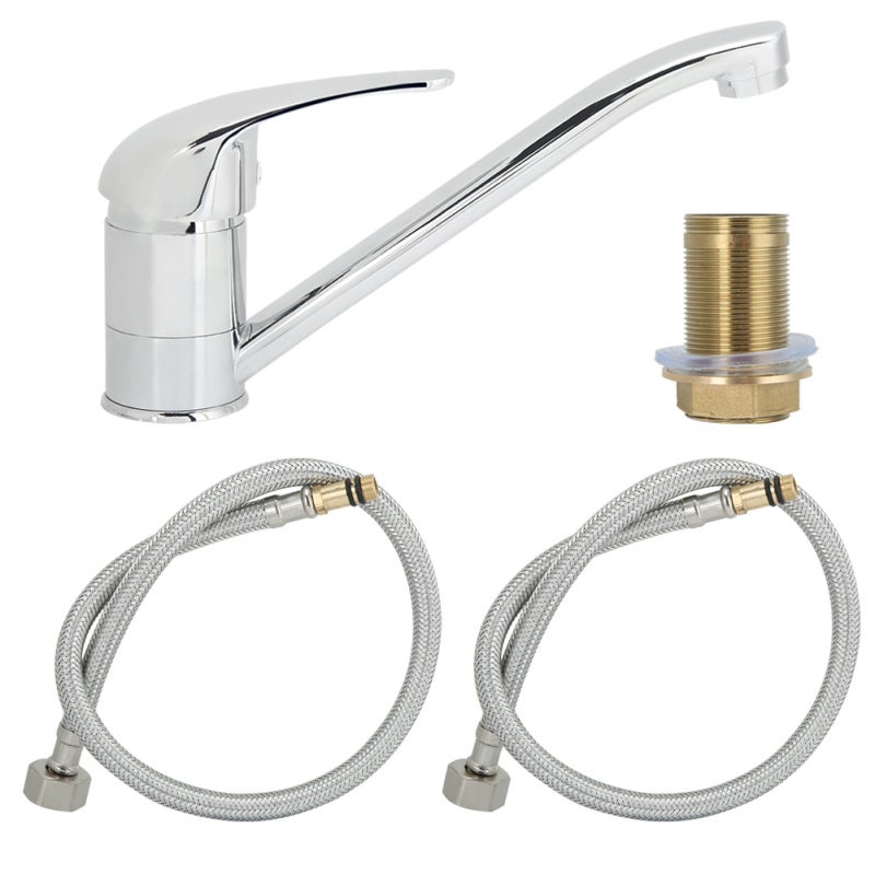 Copper Kitchen Faucet: 360 Degree Rotation, Corrosion Resistant, Durable - Hot And Cold Water Faucet With Ceramic Valve Core, Soft Water Bubbler For Home Kitchen Sink - Image 1