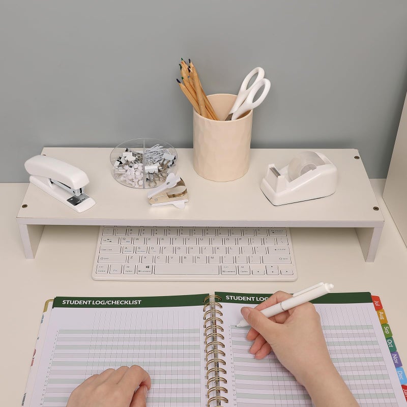 SKYDUE White Office Supplies Set, Desk Accessories, Stapler, Tape Dispenser, Scissors, Binder/Paper Clips and 1000pcs Staples, Office Decor for Women - Image 4
