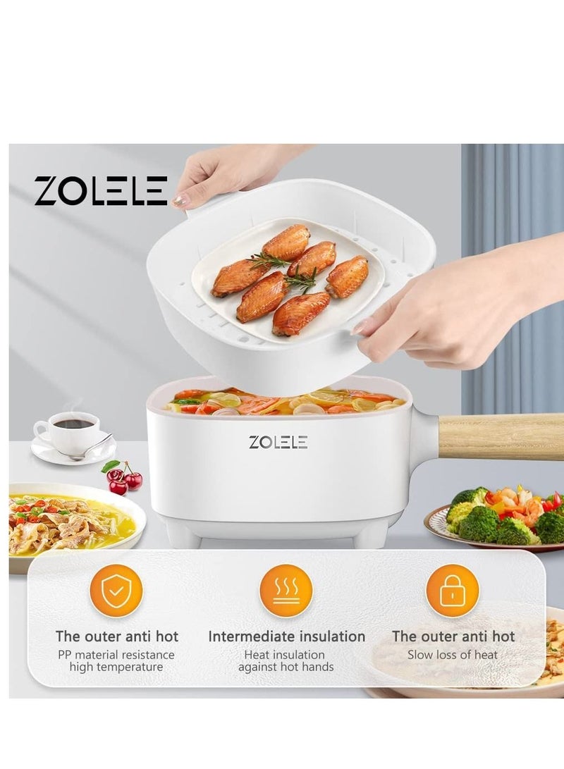 ZOLELE ZC306 Electric Cooking Pot Multi functional Hot Pot 3L Large Capacity Non Stick Coating Frying Pan 1000W-White - Image 3