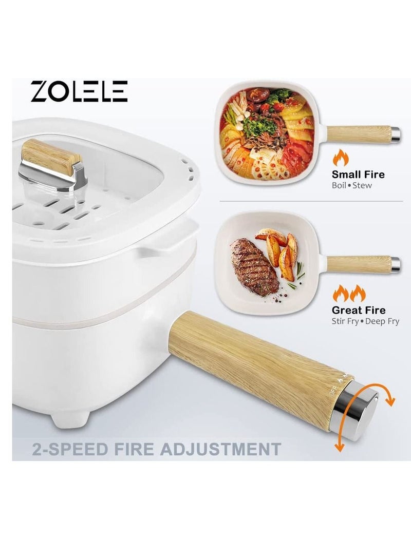 ZOLELE ZC306 Electric Cooking Pot Multi functional Hot Pot 3L Large Capacity Non Stick Coating Frying Pan 1000W-White - Image 4