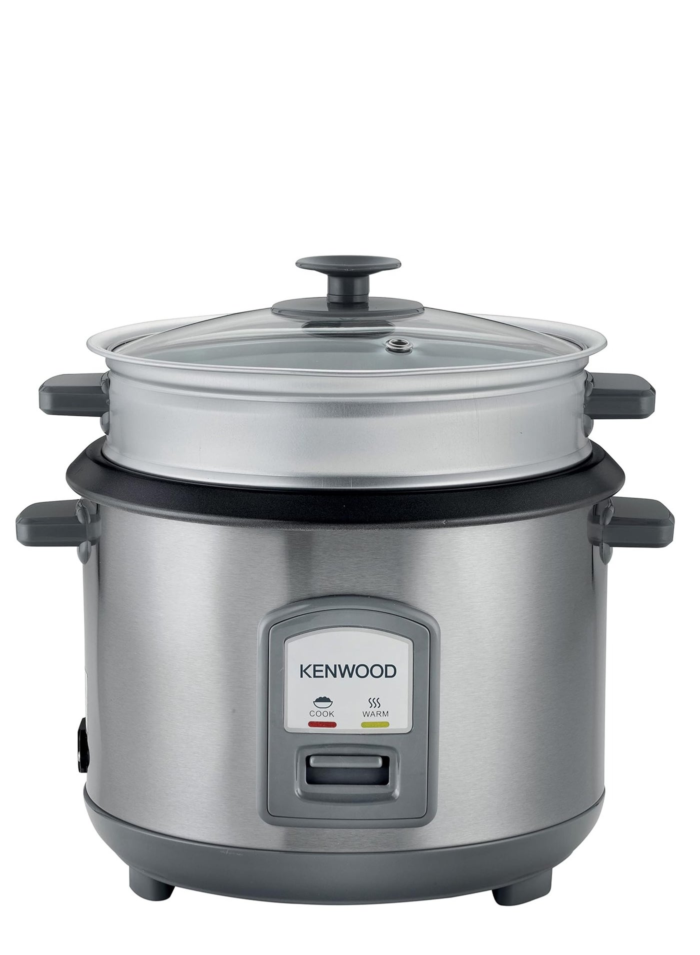 2-in-1 Rice Cooker 1.8L 10-Cups Rice with Food Steamer Basket, Non-Stick Cooking Pot, Temepered Glass Lid, Warm/Cook Lights, Spatula Holder, Detachable Cord 1.8 L 700 W RCM45.000SS SILVER
