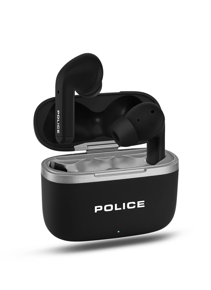 POLICE - FOS III Earbuds with Active Noise Cancellation Upto 35Db and Environmental Noise Cancellation For Calling, 13mm Driver, Type-C Charging & Bluetooth 5.3, Black/Silver - IPX4 - Image 1
