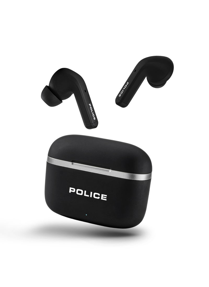 POLICE - FOS III Earbuds with Active Noise Cancellation Upto 35Db and Environmental Noise Cancellation For Calling, 13mm Driver, Type-C Charging & Bluetooth 5.3, Black/Silver - IPX4 - Image 1