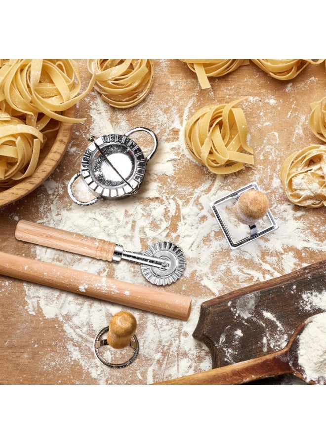 Soofam 7 Pieces Ravioli Mold Set, ravioli cutter, Ravioli Maker Cutter with Roller Wheel, Ravioli Cutter Set with Wooden Handle, Pasta Making Kit for Ravioli Press Mold. Suitable for home and restaurant us - Image 4
