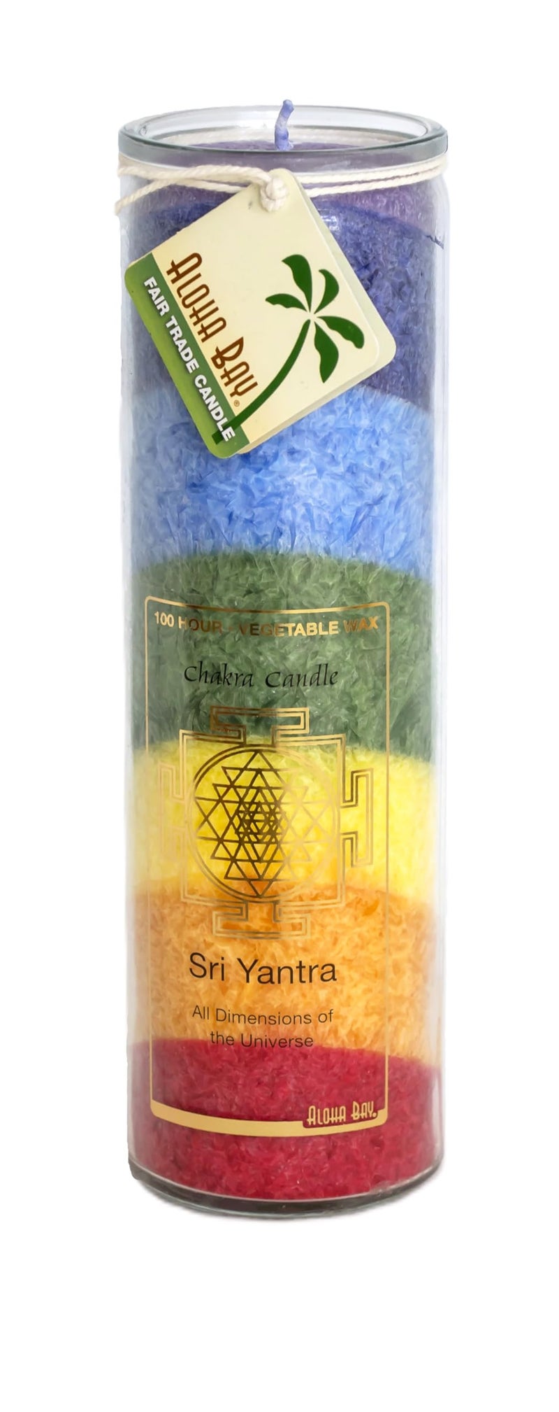 Aloha Bay Hand Made Chakra Jar Candle Rainbow Sri Yanta | Unscented | 16 Oz | 8 Inches Tall | 100 Hours Burn | Vegetable Wax | Aloha Bay | Fair Trade Guaranteed - Image 5