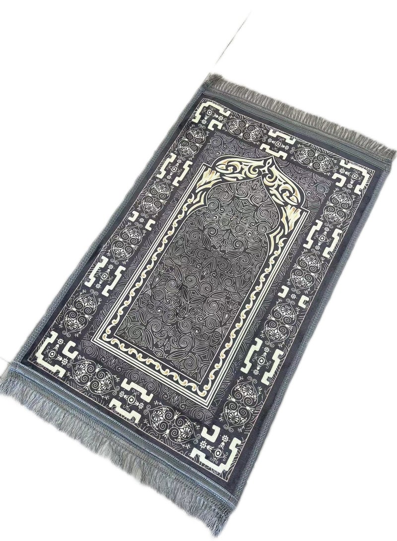 Stargold Traditional Turkish Prayer Mat, 70x110 cm Large Portable, Multicolor Islamic Prayer rug, Janamaz Sajjadah for Muslim Men and Women - Grey