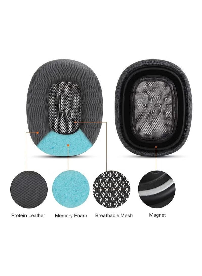 XICEN - Ear Cushions for AirPods Max Headphones Earpads Replacement Ear Pad Covers Earmuffs with Protein Leather, Memory Foam and Magnet Black - Image 1