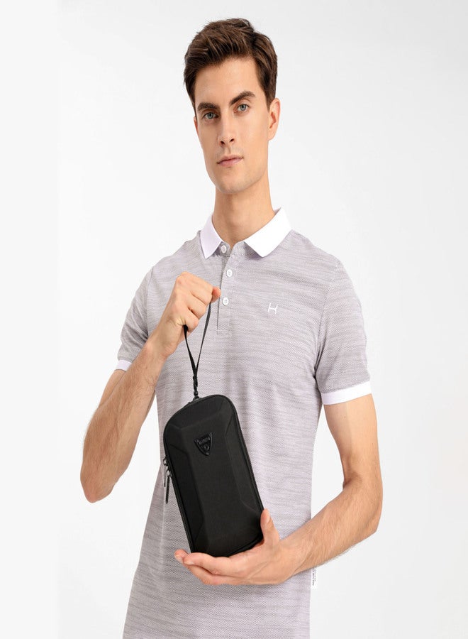 أوزوكو حقيبة يد صغيرة كاجوال من أوزوكو، حقيبة كتف واحدة، حقيبة كروس بودي للرجال، غلاف من مادة EVA، قماش مقاوم للماء، فتحة لسدادات الأذن - Image 2