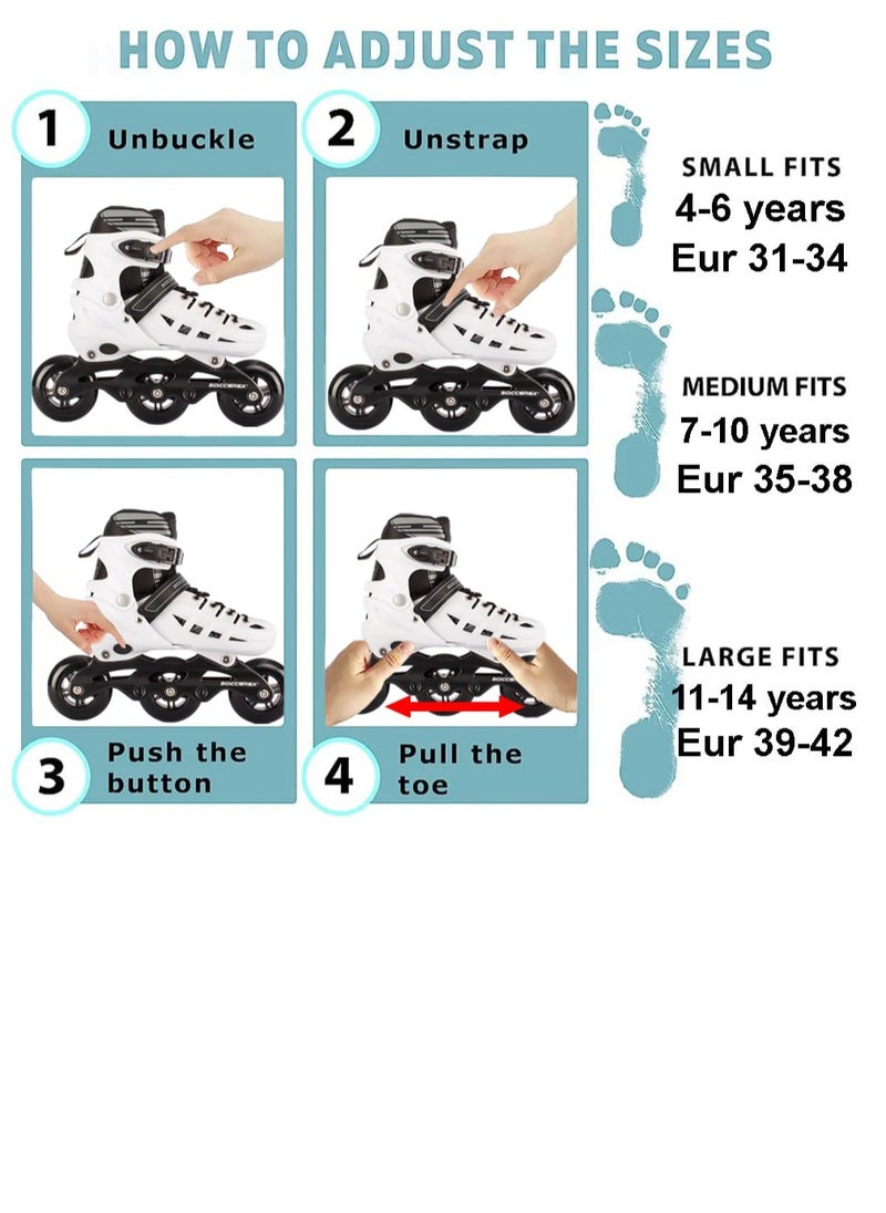 PRO Inline Skates for  Youth  with High Speed 3Wheels Skating Shoes
