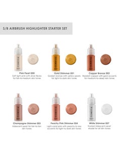 Temptu TEMPTU S/B Silicone-Based Airbrush Highlighter Starter Set: Long-Lasting, Layerable, Light-Reflecting Shimmer | Natural-Looking Luminosity | Weightless, Buildable Formula| 6 Shades  - Image 3