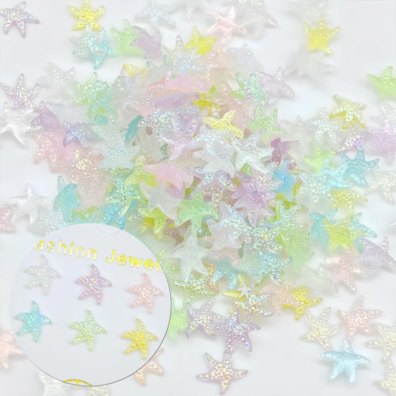 SHUXILIN 100Pcs Colorful Starfish Nail Art Charms Fresh Summer Beach Starfish Sea Series Nail Rhinestone Cute Mini Starfishs Nail Diamonds Resin Crafts Nail Accessories for Women Nail Supplies Manicure Decor - Image 5