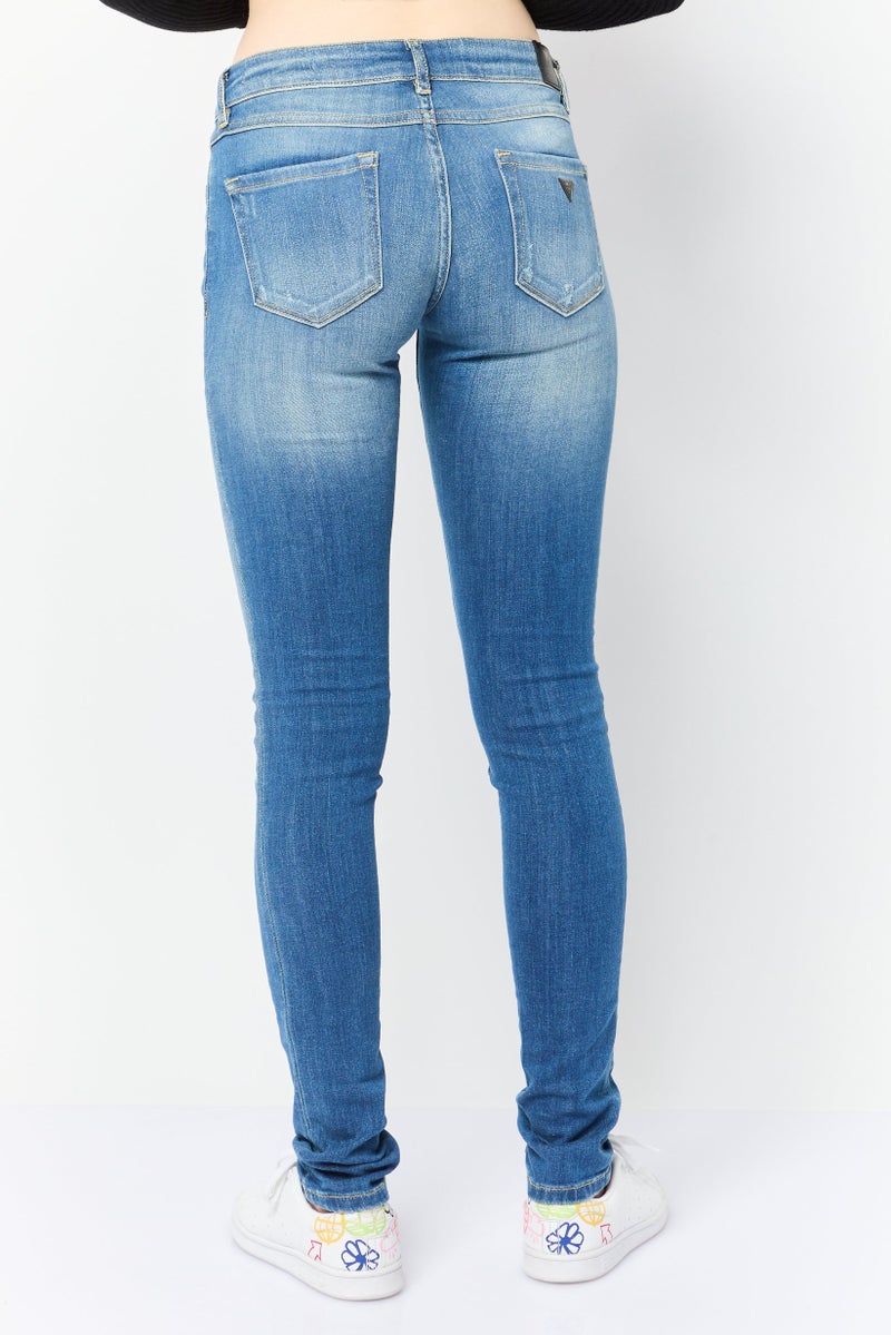 GUESS Women Skinny Fit Dark Wash Stretchable Denim, Navy - Image 3