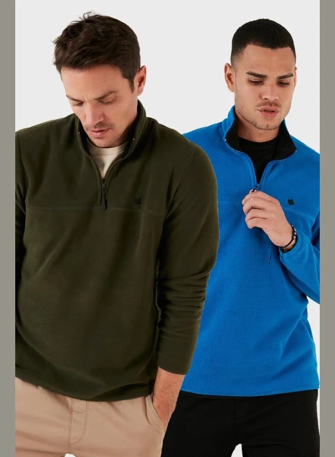 Buratti Slim Fit Anti-Pilling Non-Pilling Bato Collar Raised 2-Pack Polar Men's POLAR 5906001S2