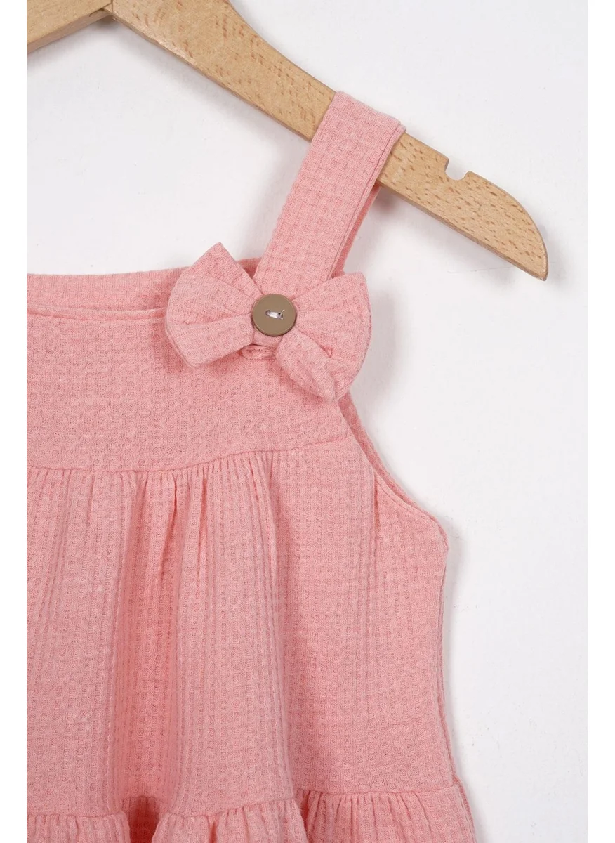 Zepkids Pink Color Girl Dress with Bow Detail